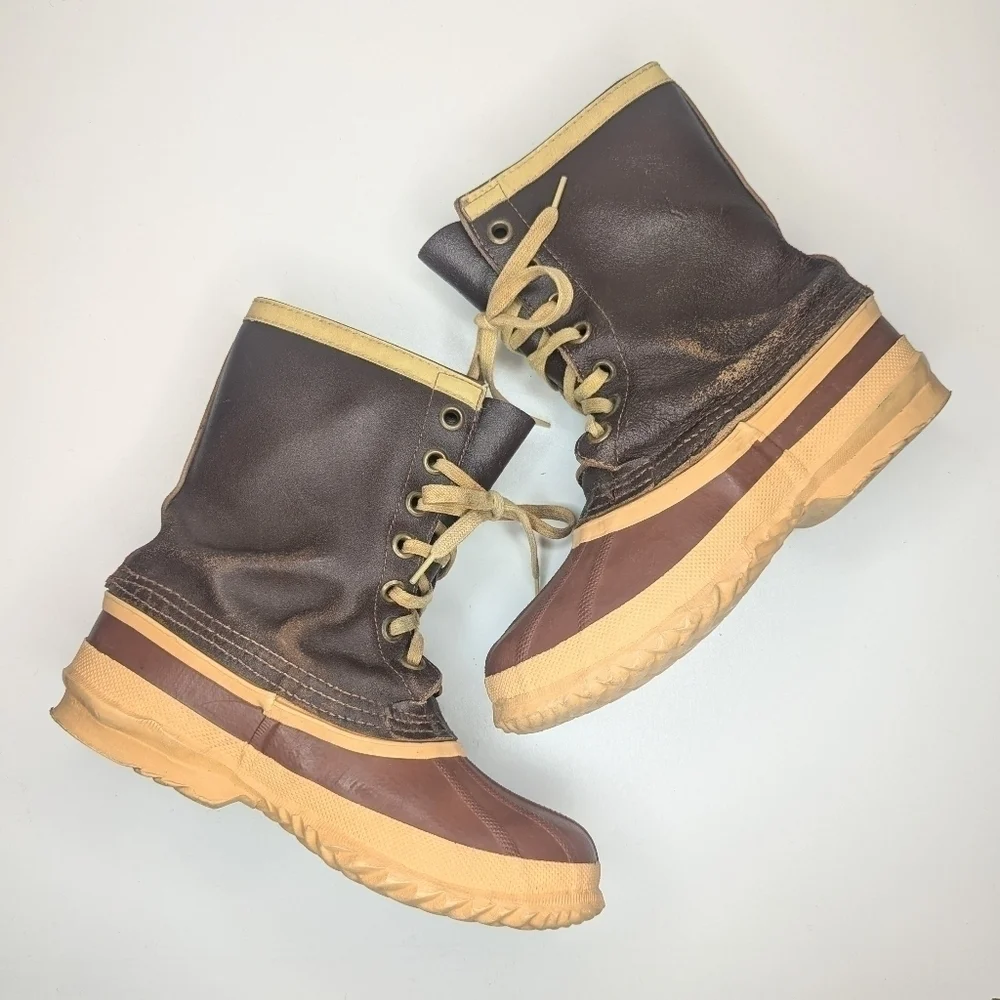 Vintage Sorel Kaufman Canada Arctic Pac wool lined boots brown women's size 6